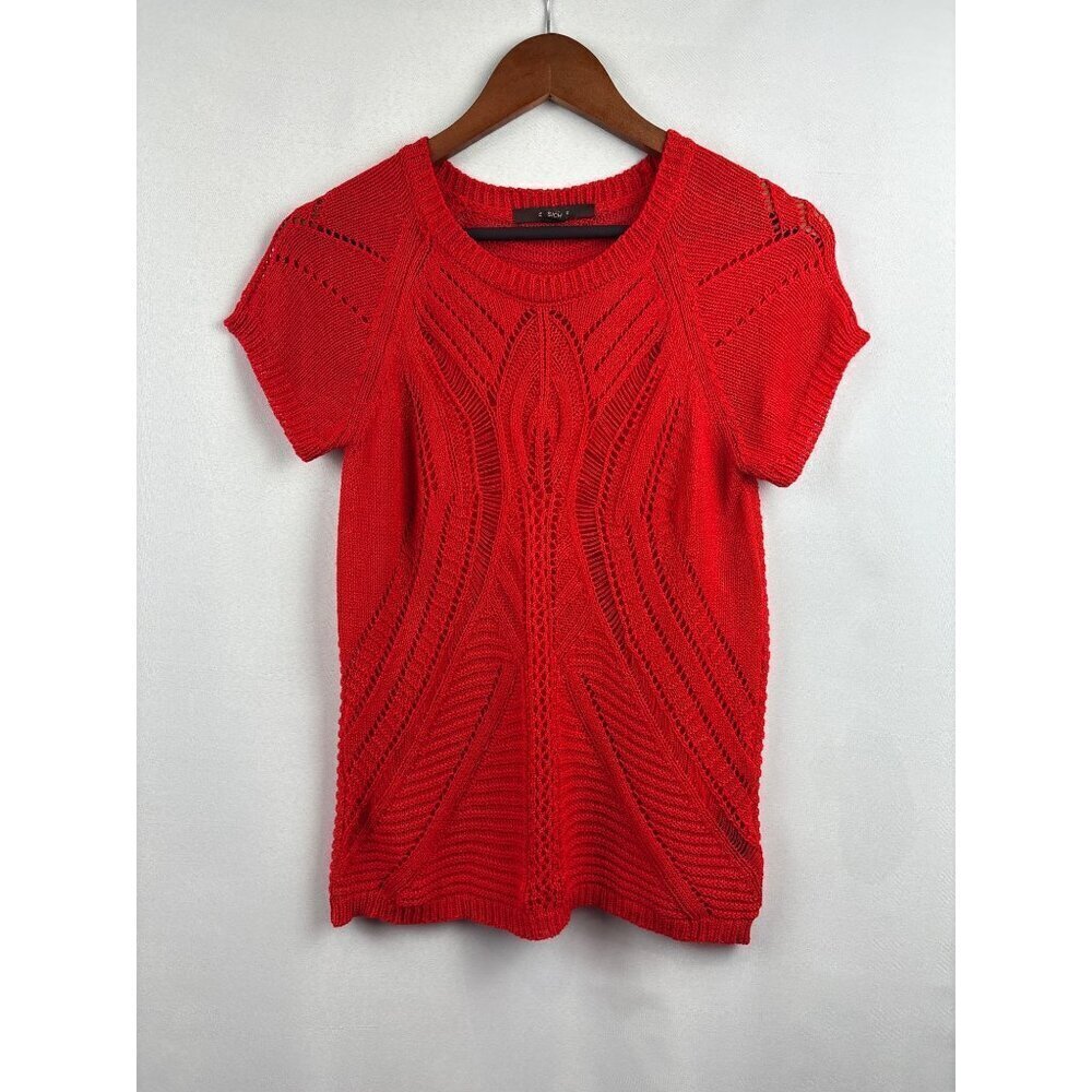 Women’s Fever Size Small Red Knit Short Sleeve Shirt